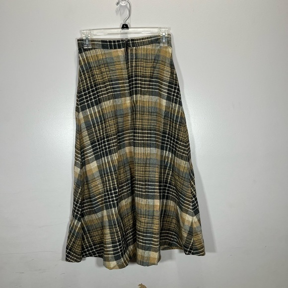 Vintage Handmade Women’s Cottagecore Style Black Yellow Plaid Midi Skirt - Picture 7 of 12
